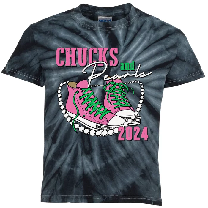 Chucks And Pearls IM With Her Kamala 2024 Kids Tie-Dye T-Shirt