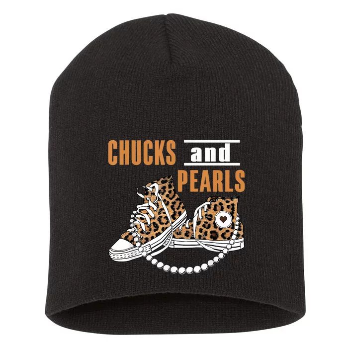 Chucks And Pearls Kamala Harris 2024 Harris Walz For President Short Acrylic Beanie