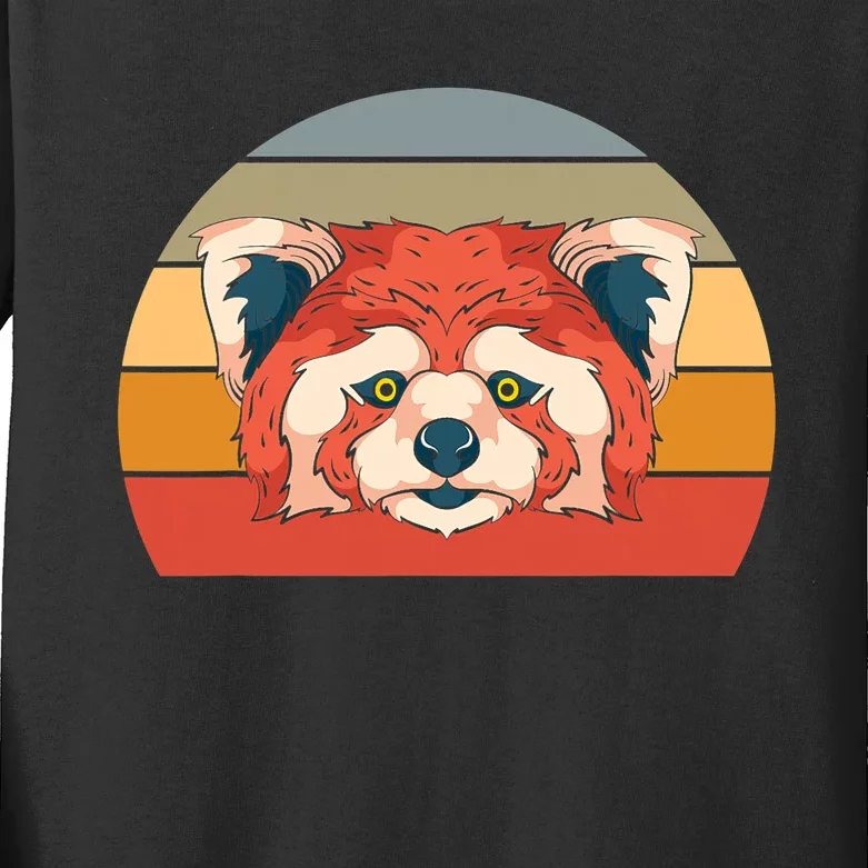 Cute Animal Panda Bear Gift Retro Red Panda Kids Long Sleeve Shirt