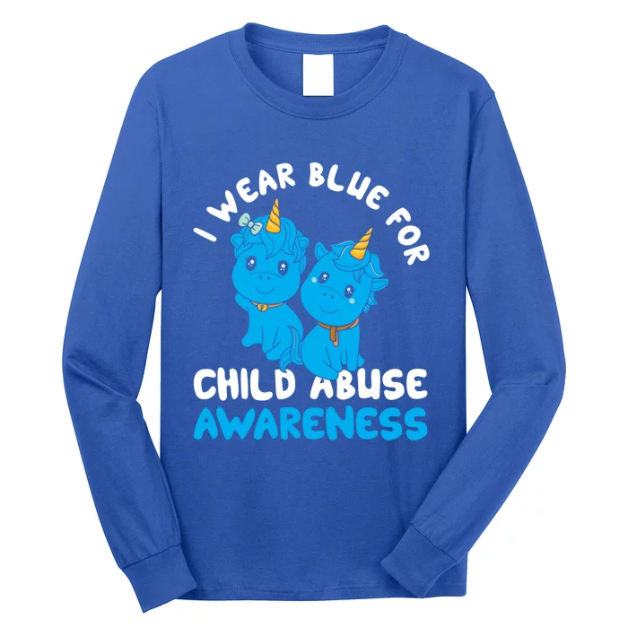 Child Abuse Prevention Month Blue Ribbon Awareness Support Cute Gift Long Sleeve Shirt