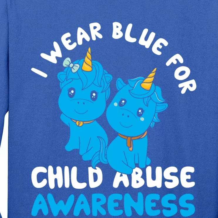 Child Abuse Prevention Month Blue Ribbon Awareness Support Cute Gift Tall Long Sleeve T-Shirt