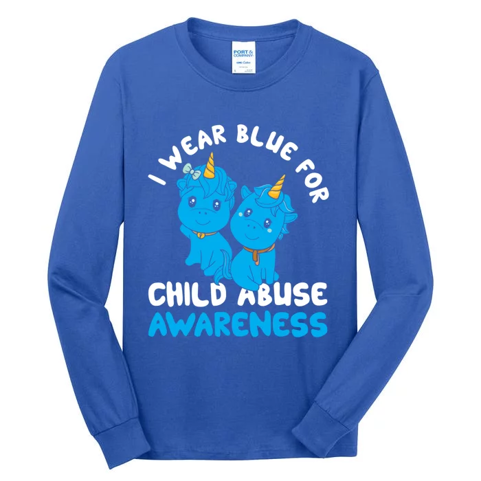 Child Abuse Prevention Month Blue Ribbon Awareness Support Cute Gift Tall Long Sleeve T-Shirt