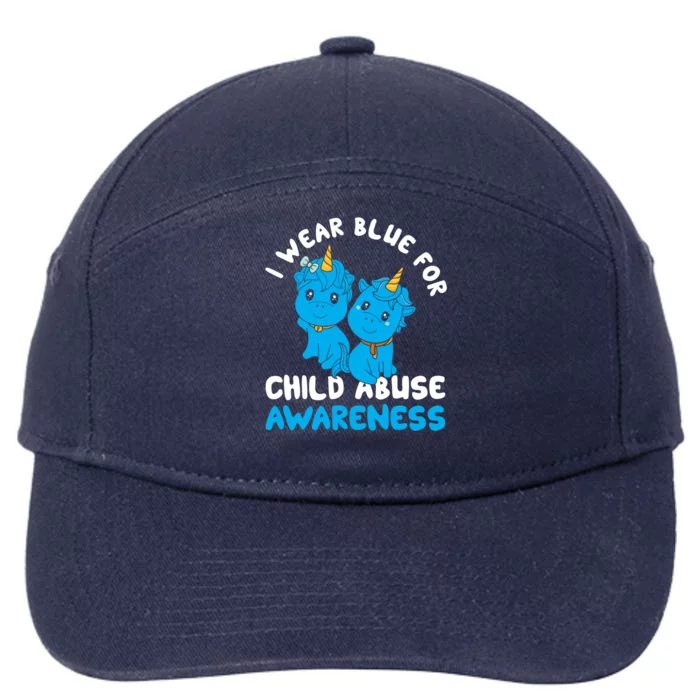 Child Abuse Prevention Month Blue Ribbon Awareness Support Cute Gift 7-Panel Snapback Hat