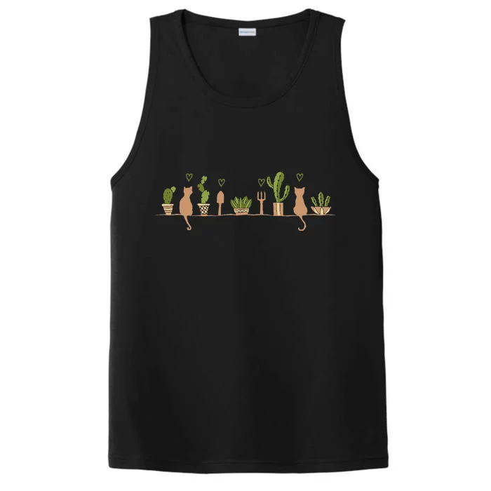 Cats And Plant Gardening Garden Cat Lover Gardener Performance Tank