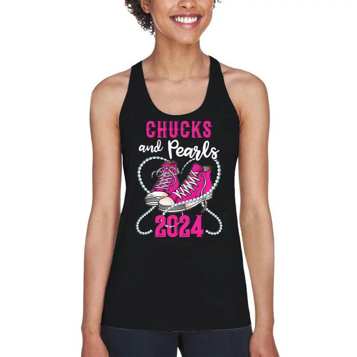 Chucks And Pearls IM With Her Kamala 2024 President Women's Racerback Tank