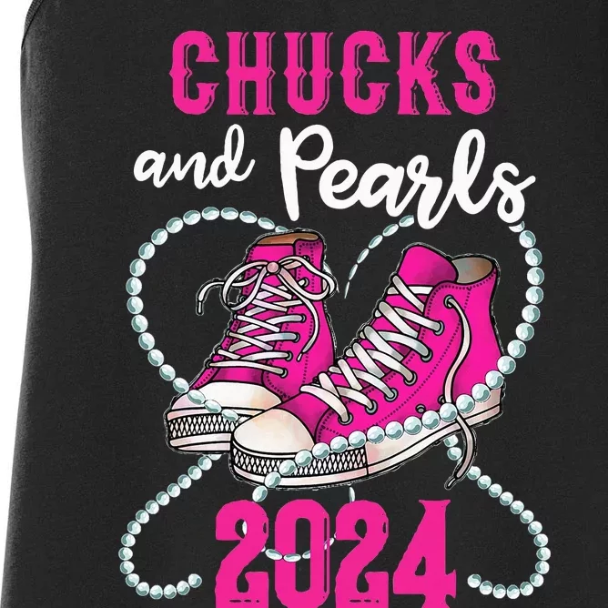 Chucks And Pearls IM With Her Kamala 2024 President Women's Racerback Tank