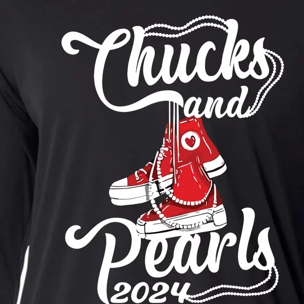 Chucks And Pearls Kamala Harris 2024 Support Cooling Performance Long Sleeve Crew