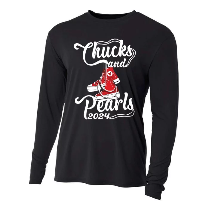 Chucks And Pearls Kamala Harris 2024 Support Cooling Performance Long Sleeve Crew