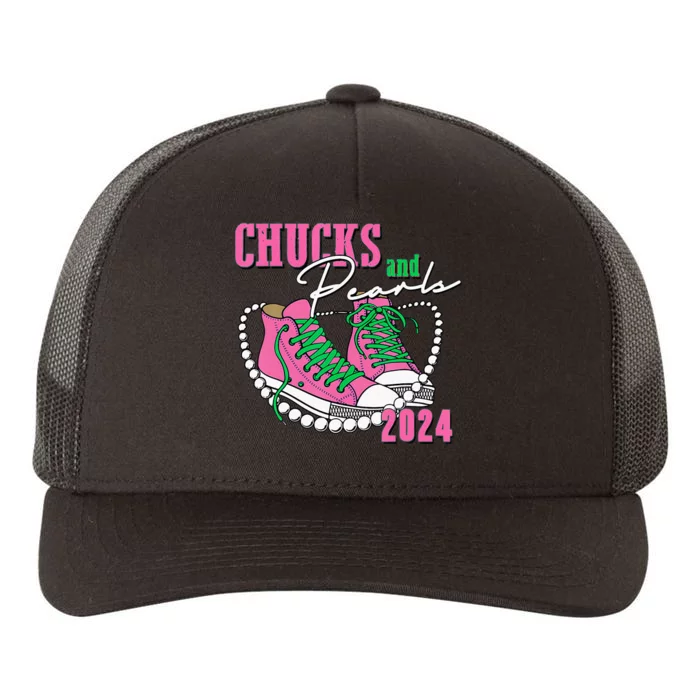 Chucks And Pearls IM With Her 2024 Yupoong Adult 5-Panel Trucker Hat