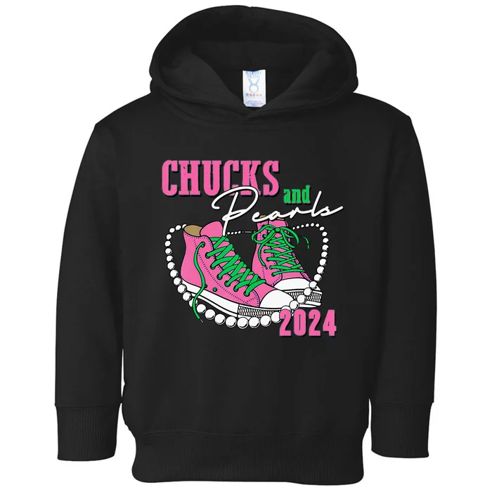 Chucks And Pearls IM With Her 2024 Toddler Hoodie