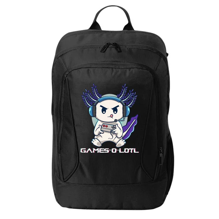 Cute Axolotl Playing Console Video Games Axolotl Gaming City Backpack