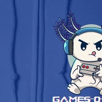 Cute Axolotl Playing Console Video Games Axolotl Gaming Full Zip Hoodie