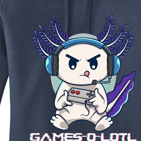 Cute Axolotl Playing Console Video Games Axolotl Gaming Women's Pullover Hoodie