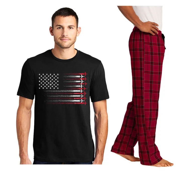 Cute Airplane Pilot Art Aviation 4th Of July Pajama Set