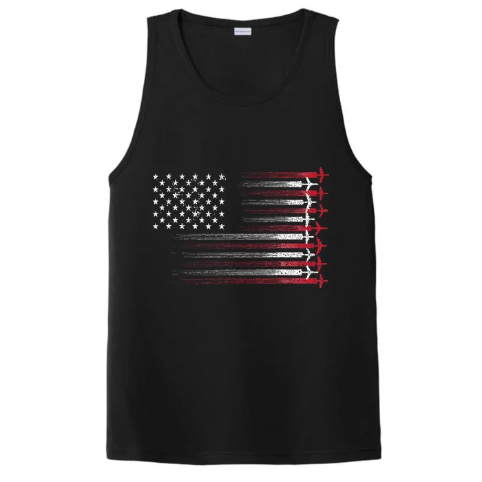 Cute Airplane Pilot Art Aviation 4th Of July Performance Tank