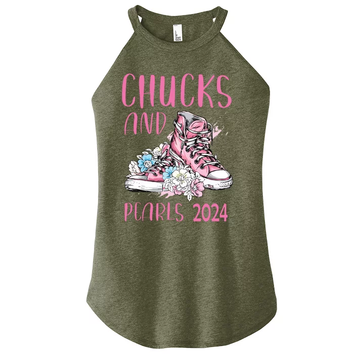 Chucks And Pearls 2024 Cute Women Gifts Women’s Perfect Tri Rocker Tank