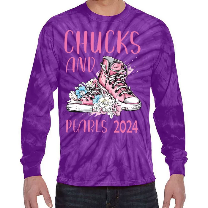 Chucks And Pearls 2024 Cute Women Gifts Tie-Dye Long Sleeve Shirt