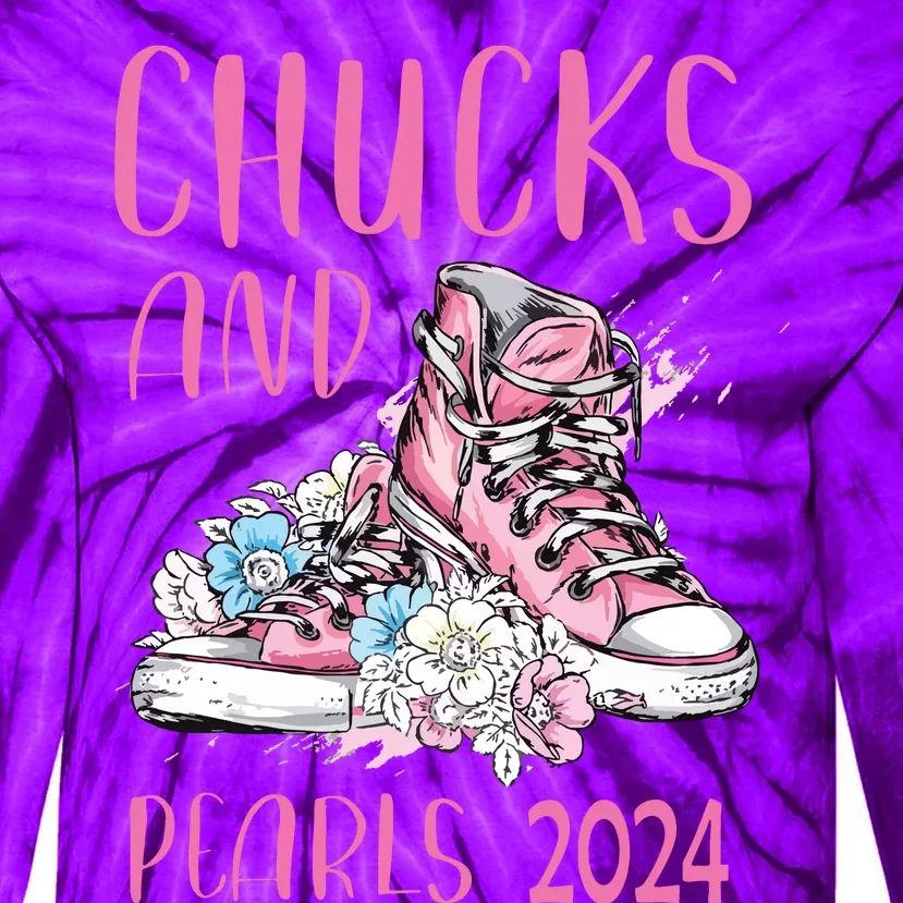 Chucks And Pearls 2024 Cute Women Gifts Tie-Dye Long Sleeve Shirt