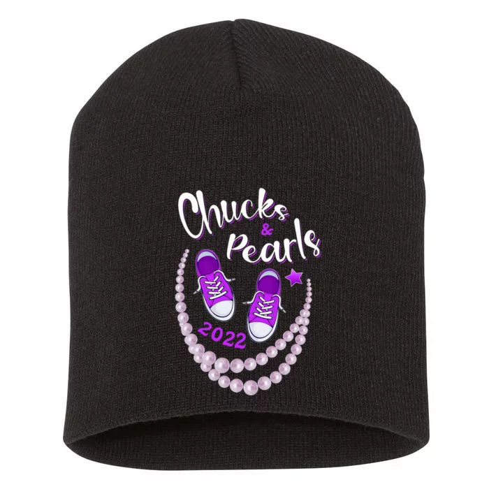 Chucks And Pearls For Women Funny Kamala Harris Short Acrylic Beanie