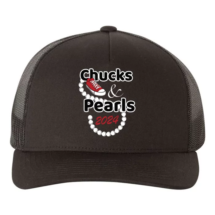 Chucks And Pearls Cute Women 2024 Yupoong Adult 5-Panel Trucker Hat