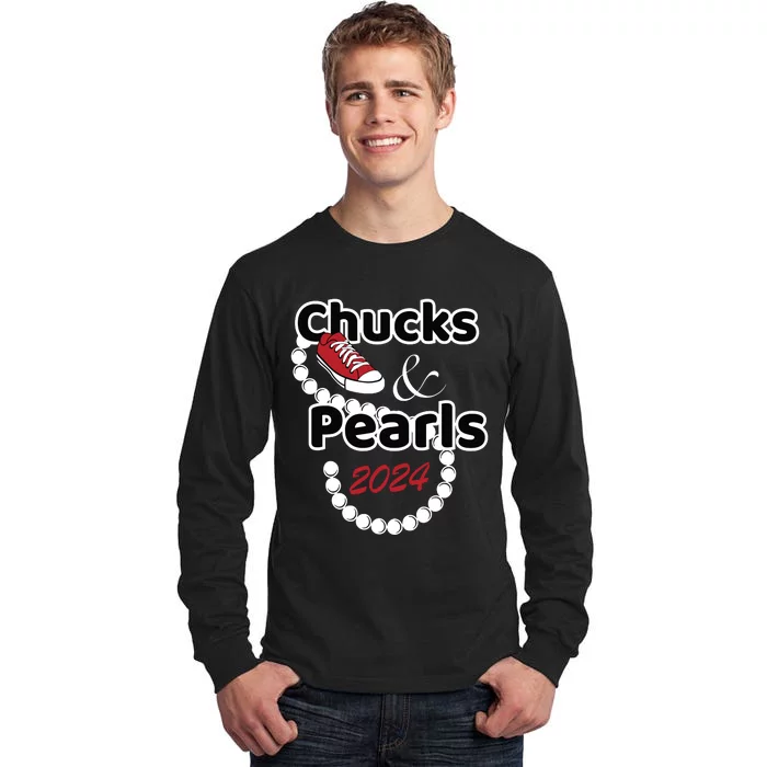 Chucks And Pearls Cute Women 2024 Tall Long Sleeve T-Shirt