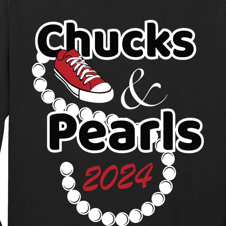 Chucks And Pearls Cute Women 2024 Tall Long Sleeve T-Shirt