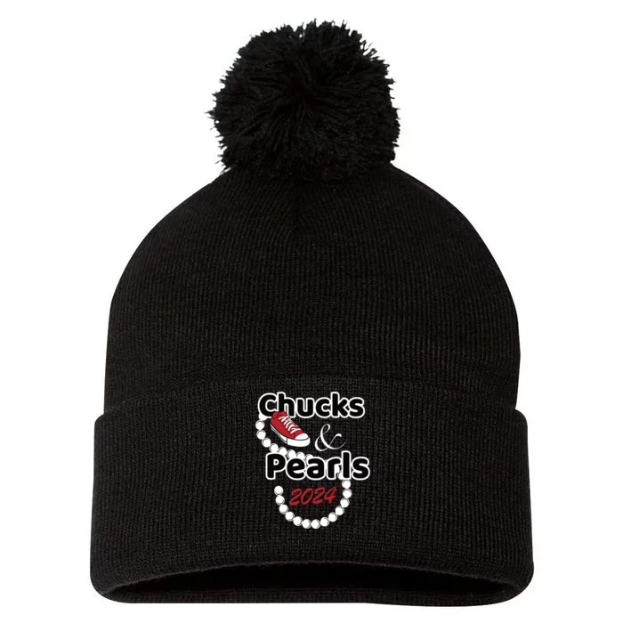 Chucks And Pearls Cute Women 2024 Pom Pom 12in Knit Beanie