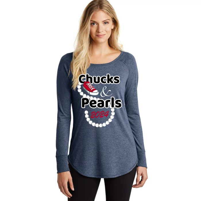 Chucks And Pearls Cute Wo 2024 Women's Perfect Tri Tunic Long Sleeve Shirt