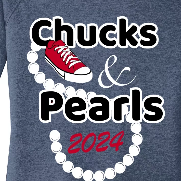 Chucks And Pearls Cute Wo 2024 Women's Perfect Tri Tunic Long Sleeve Shirt