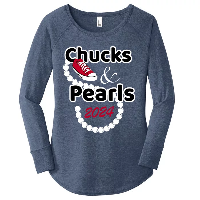 Chucks And Pearls Cute Wo 2024 Women's Perfect Tri Tunic Long Sleeve Shirt