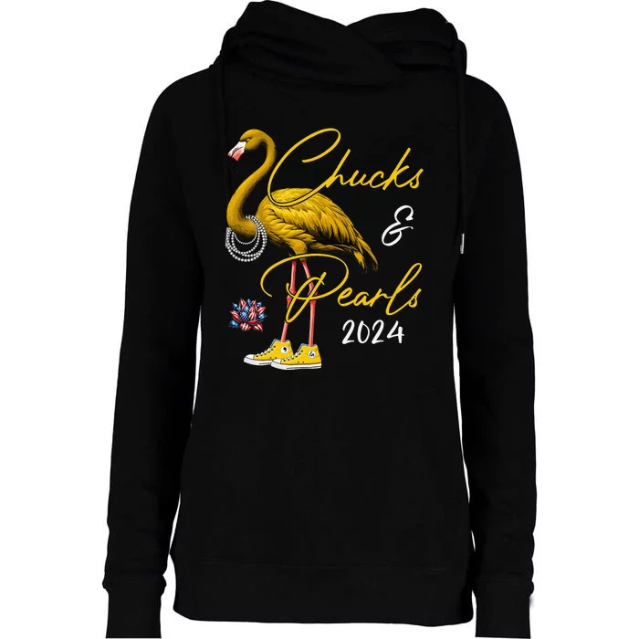 Chucks And Pearls 2024 Kamala Harris 47 Usa Election 2024 Womens Funnel Neck Pullover Hood