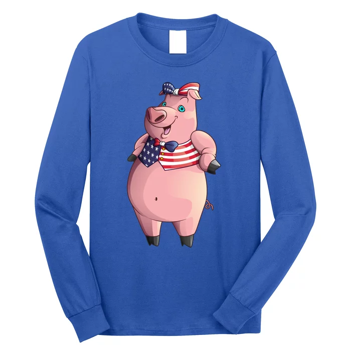 Cool American Pig Funny Pet Piggy United States Flag Gift Meaningful Gift Long Sleeve Shirt