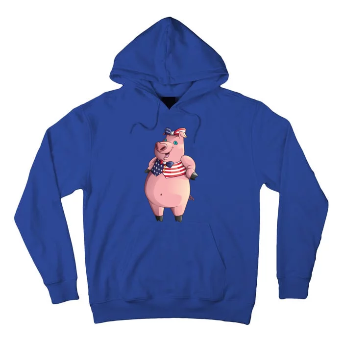 Cool American Pig Funny Pet Piggy United States Flag Gift Meaningful Gift Tall Hoodie