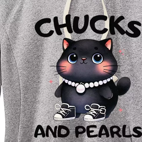 Chucks And Pearls Cute Black Cat Black History Women Women's Fleece Hoodie