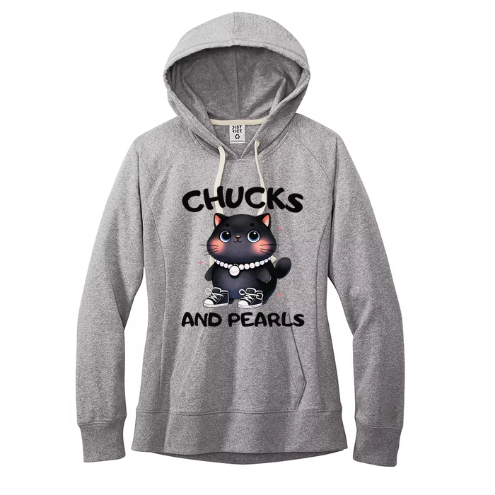 Chucks And Pearls Cute Black Cat Black History Women Women's Fleece Hoodie