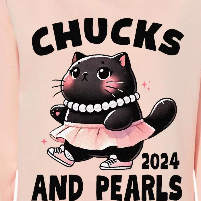 Chucks And Pearls Cute Black Cat Black History Proud Women Womens California Wash Sweatshirt