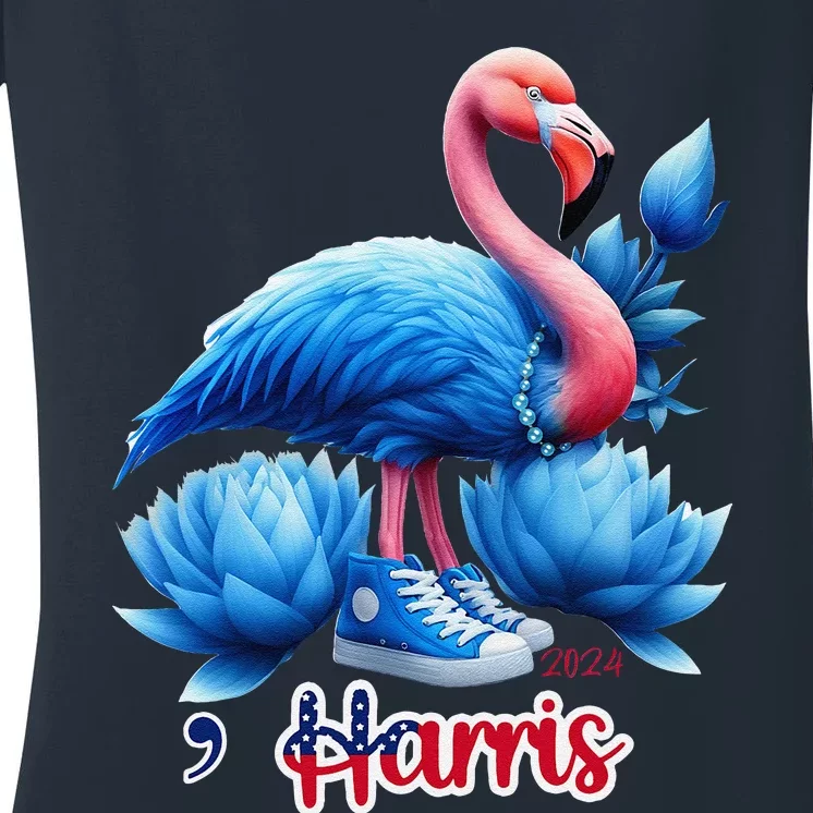 Chucks And Pearls Flamingo Harris Women's V-Neck T-Shirt