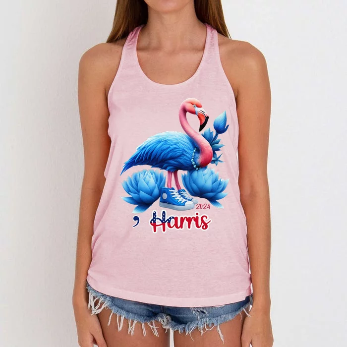 Chucks And Pearls Flamingo Harris Women's Knotted Racerback Tank