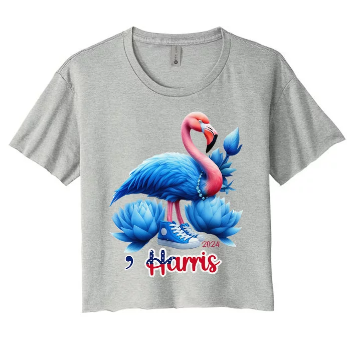 Chucks And Pearls Flamingo Harris Women's Crop Top Tee