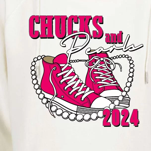 Chucks And Pearls IM With Her Kamala 2024 Womens Funnel Neck Pullover Hood