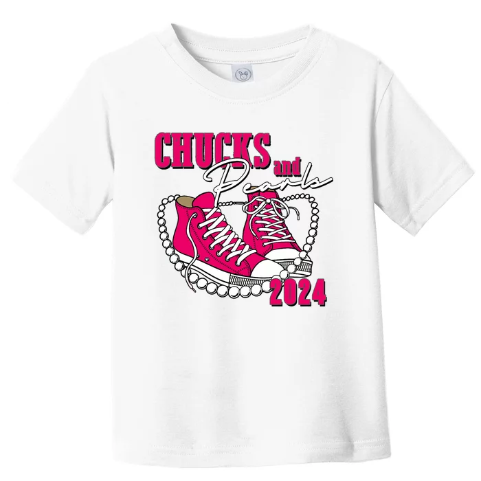 Chucks And Pearls IM With Her Kamala 2024 Toddler T-Shirt