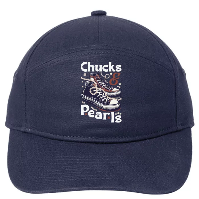 Chucks And Pearls Kamala 2024 Election 7-Panel Snapback Hat