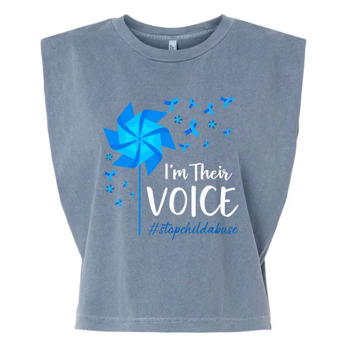 Child Abuse Prevention Awareness IM Their Voice Pinwheel Garment-Dyed Women's Muscle Tee