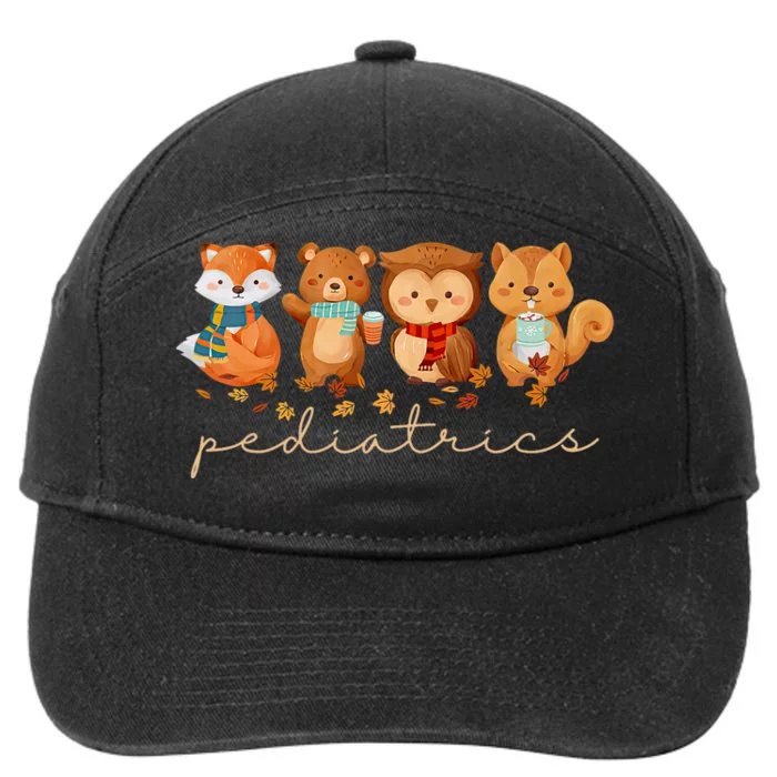 Cute Animals Pediatric Nurse Leaves Fall Thanksgiving Peds 7-Panel Snapback Hat