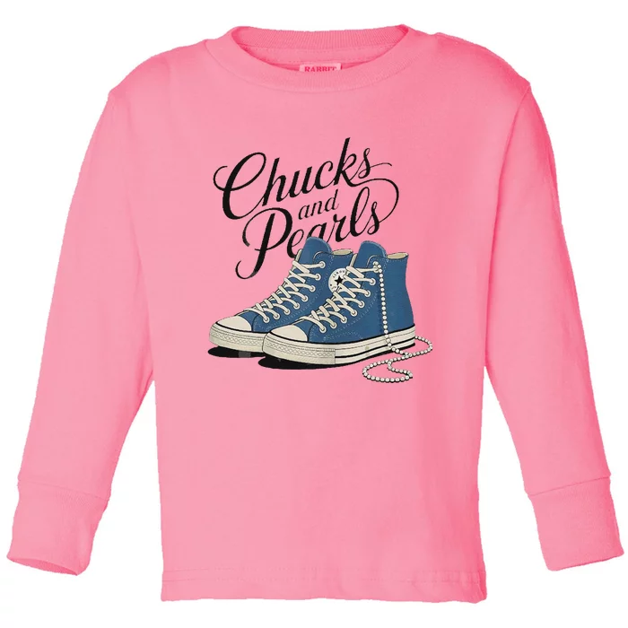 Chucks And Pearls For Ladies 2024 Toddler Long Sleeve Shirt