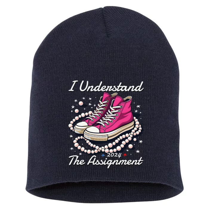 Chucks And Pearls Election 2024 I Understand The Assignment Short Acrylic Beanie