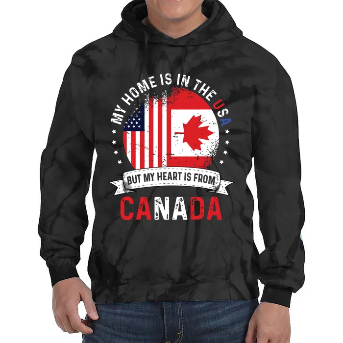 Canadian American Patriot Heart Is From Canada Flag Tie Dye Hoodie