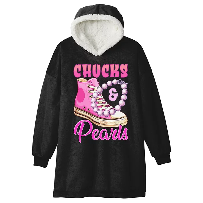 Chucks And Pearls Hooded Wearable Blanket