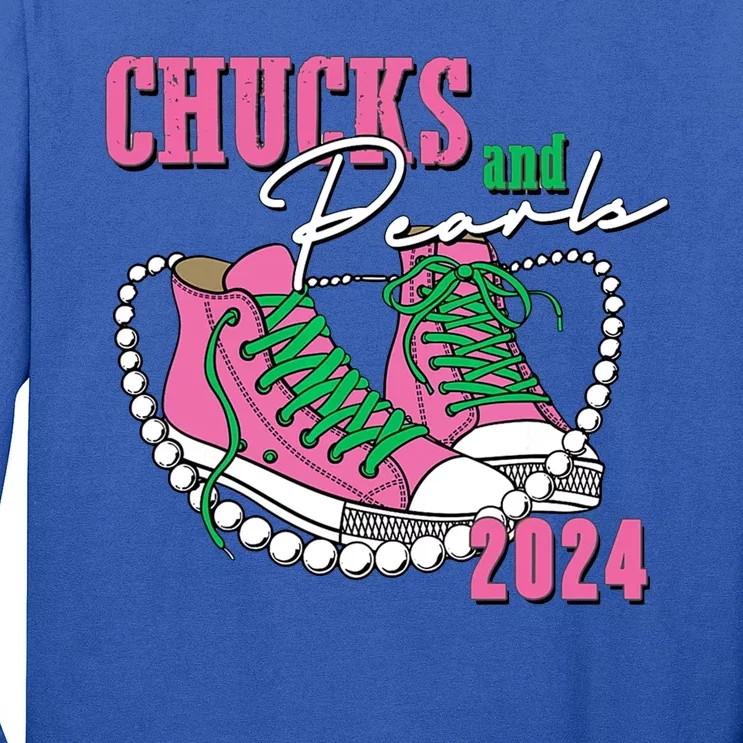 Chucks And Pearls Kamala Harris President 2024 Long Sleeve Shirt