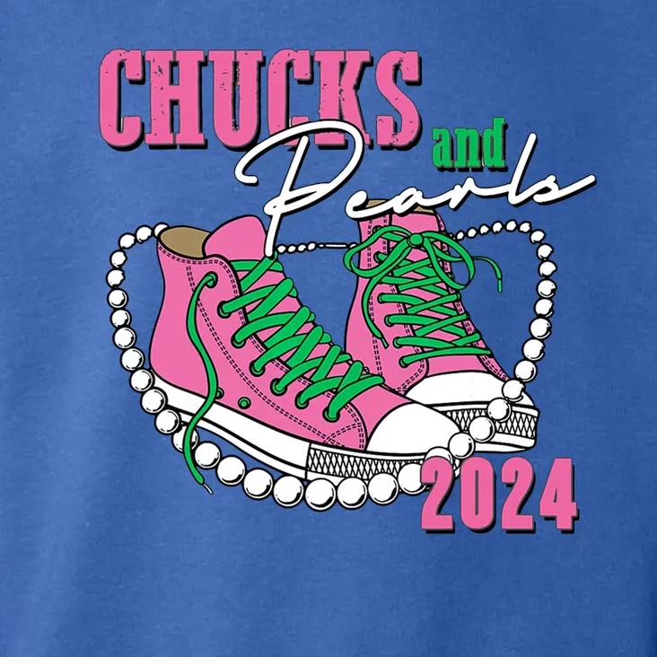 Chucks And Pearls Kamala Harris President 2024 Toddler Hoodie